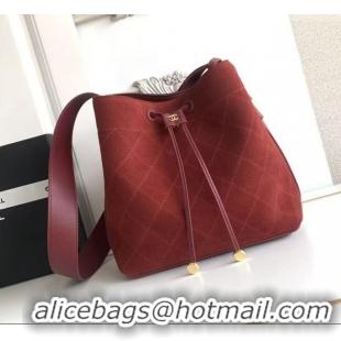 Good Looking Chanel Quilted Suede Small Bucket Bag AS6584 Deep Red 2026