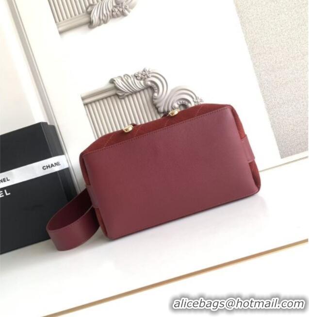 Good Looking Chanel Quilted Suede Small Bucket Bag AS6584 Deep Red 2026