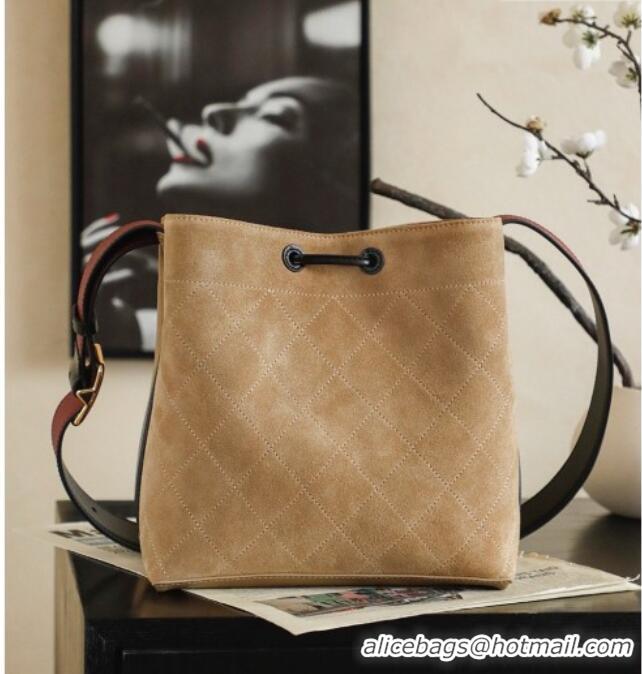 Grade Inexpensive Chanel Quilted Suede Small Bucket Bag AS6584 Brown 2026