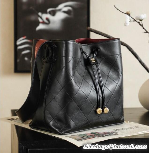 Grade Price Chanel Quilted Calfskin Small Bucket Bag AS6584 Black 2026