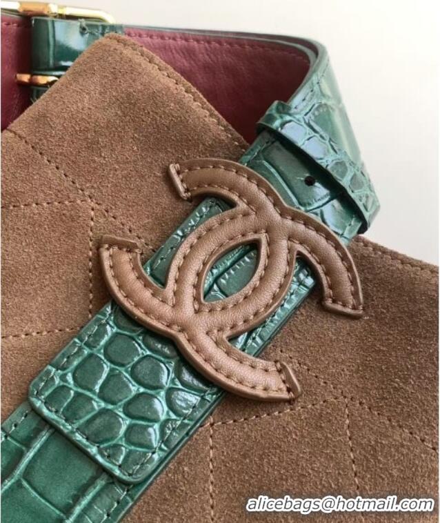 Buy Fashionable Chanel Quilted Suede Small Bucket Bag AS6584 Dark Brown/Green 2026
