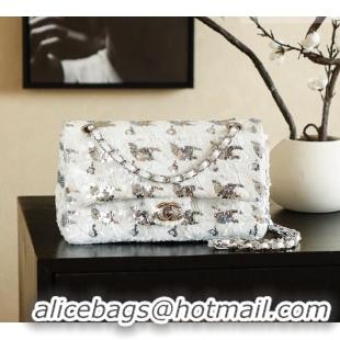 Shop Promotional Chanel Sequins Medium Flap Bag CH082202 White 2026