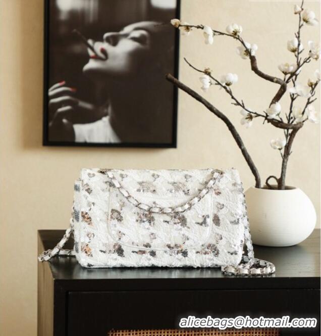 Shop Promotional Chanel Sequins Medium Flap Bag CH082202 White 2026