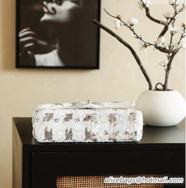 Shop Promotional Chanel Sequins Medium Flap Bag CH082202 White 2026