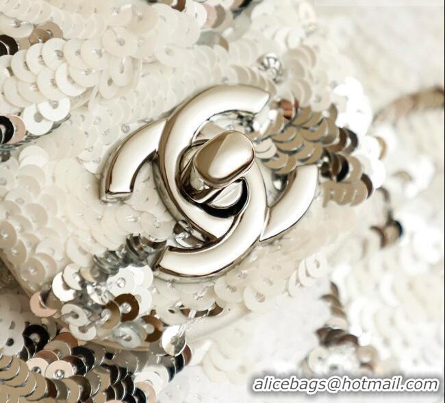 Shop Promotional Chanel Sequins Medium Flap Bag CH082202 White 2026