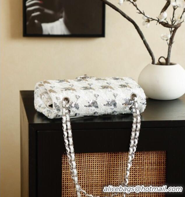 Shop Promotional Chanel Sequins Medium Flap Bag CH082202 White 2026