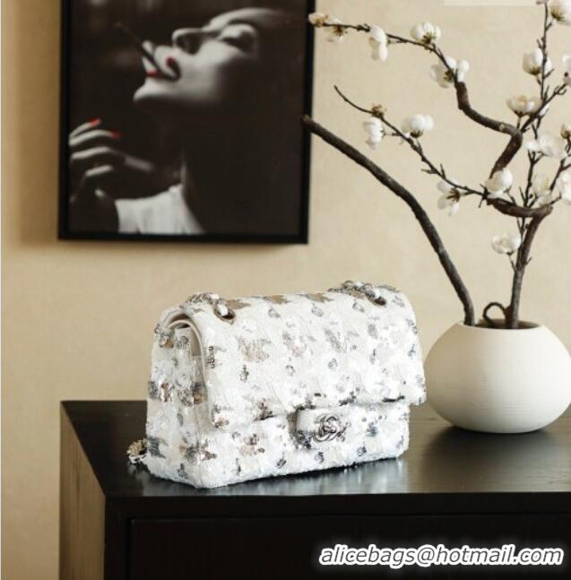 Shop Promotional Chanel Sequins Medium Flap Bag CH082202 White 2026