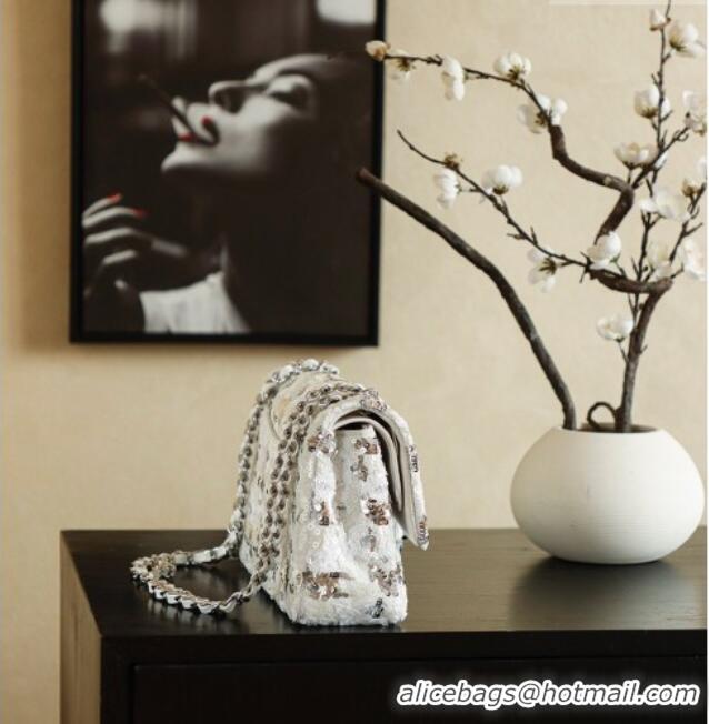 Shop Promotional Chanel Sequins Medium Flap Bag CH082202 White 2026