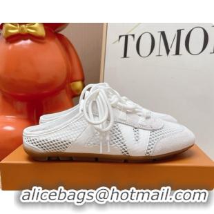 Pretty Style Louis Vuitton LV Sneakerina Open Back in Mesh & Suede 6072872 White 2026