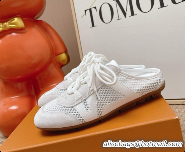 Pretty Style Louis Vuitton LV Sneakerina Open Back in Mesh & Suede 6072872 White 2026