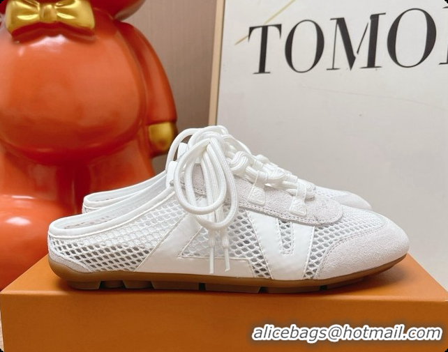 Pretty Style Louis Vuitton LV Sneakerina Open Back in Mesh & Suede 6072872 White 2026
