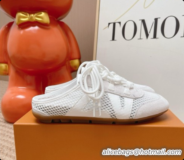 Pretty Style Louis Vuitton LV Sneakerina Open Back in Mesh & Suede 6072872 White 2026