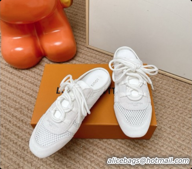 Pretty Style Louis Vuitton LV Sneakerina Open Back in Mesh & Suede 6072872 White 2026