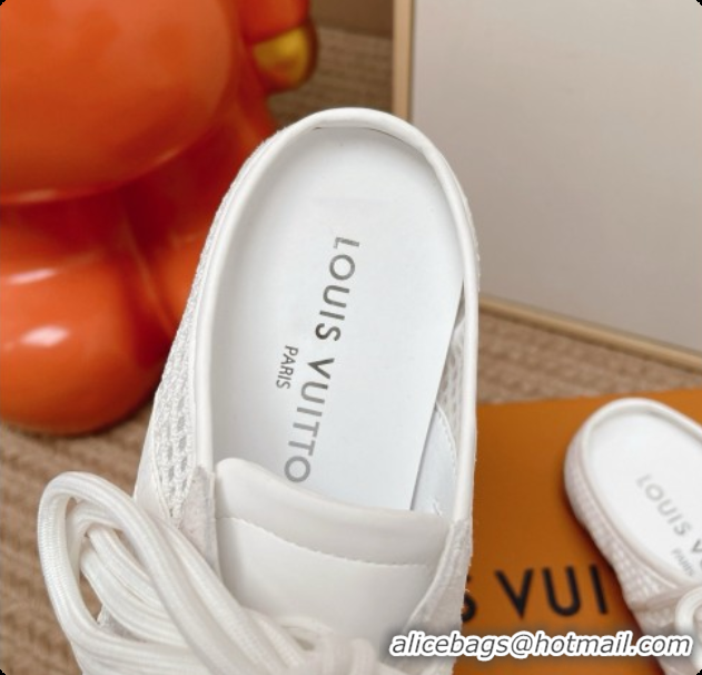 Pretty Style Louis Vuitton LV Sneakerina Open Back in Mesh & Suede 6072872 White 2026