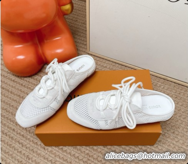 Pretty Style Louis Vuitton LV Sneakerina Open Back in Mesh & Suede 6072872 White 2026