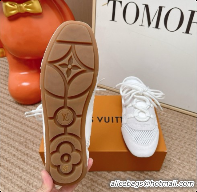 Pretty Style Louis Vuitton LV Sneakerina Open Back in Mesh & Suede 6072872 White 2026