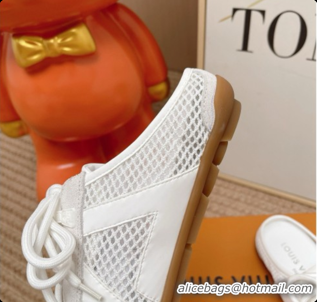Pretty Style Louis Vuitton LV Sneakerina Open Back in Mesh & Suede 6072872 White 2026