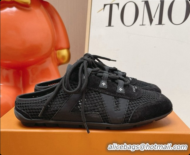 Top Grade Louis Vuitton LV Sneakerina Open Back in Mesh & Suede 6072872 Black 2026