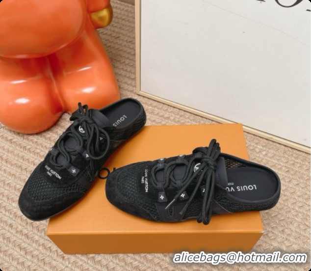 Top Grade Louis Vuitton LV Sneakerina Open Back in Mesh & Suede 6072872 Black 2026