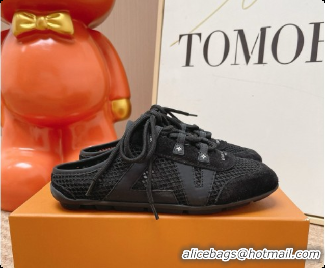 Top Grade Louis Vuitton LV Sneakerina Open Back in Mesh & Suede 6072872 Black 2026