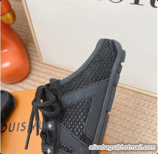 Top Grade Louis Vuitton LV Sneakerina Open Back in Mesh & Suede 6072872 Black 2026