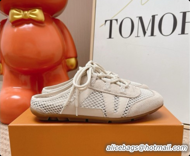 Top Design Louis Vuitton LV Sneakerina Open Back in Mesh & Suede 6072872 Beige 2026