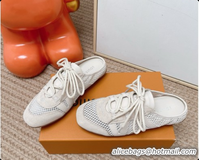 Top Design Louis Vuitton LV Sneakerina Open Back in Mesh & Suede 6072872 Beige 2026