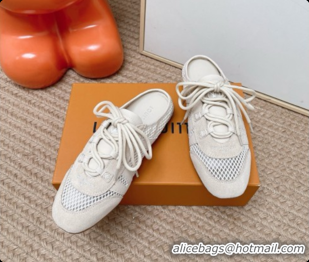Top Design Louis Vuitton LV Sneakerina Open Back in Mesh & Suede 6072872 Beige 2026