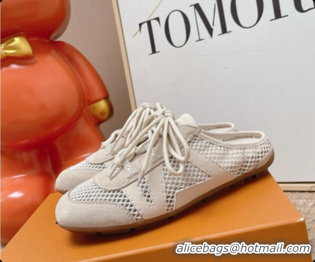 Top Design Louis Vuitton LV Sneakerina Open Back in Mesh & Suede 6072872 Beige 2026