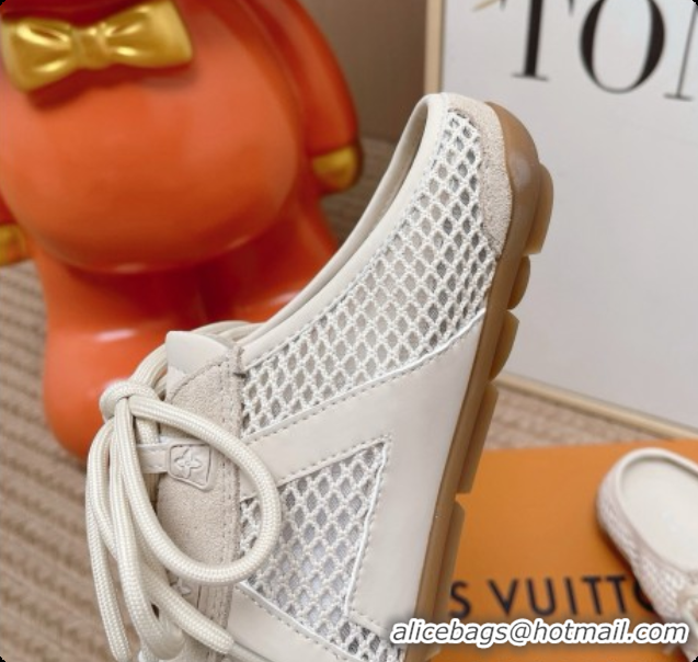 Top Design Louis Vuitton LV Sneakerina Open Back in Mesh & Suede 6072872 Beige 2026
