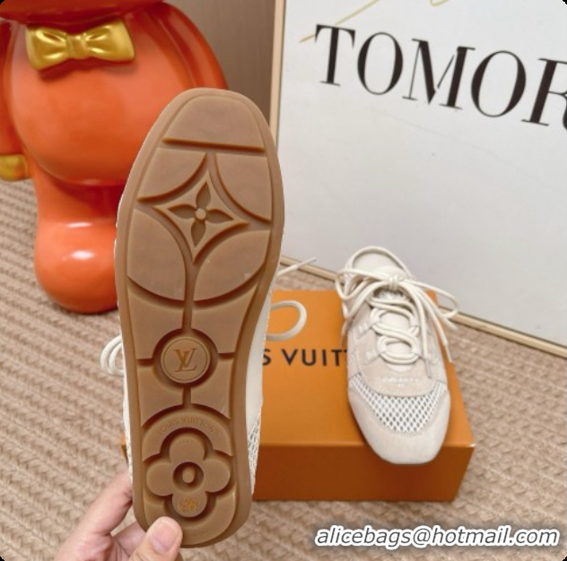 Top Design Louis Vuitton LV Sneakerina Open Back in Mesh & Suede 6072872 Beige 2026