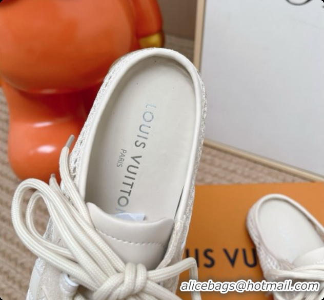 Top Design Louis Vuitton LV Sneakerina Open Back in Mesh & Suede 6072872 Beige 2026