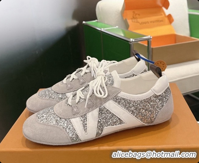 Luxurious Louis Vuitton LV Sneakerina Sneakers in Suede & Glitter 6072870 Grey/White 2026