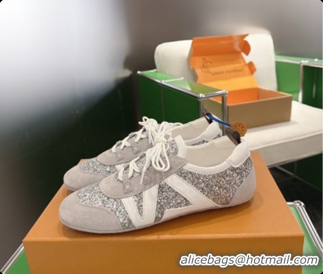 Luxurious Louis Vuitton LV Sneakerina Sneakers in Suede & Glitter 6072870 Grey/White 2026