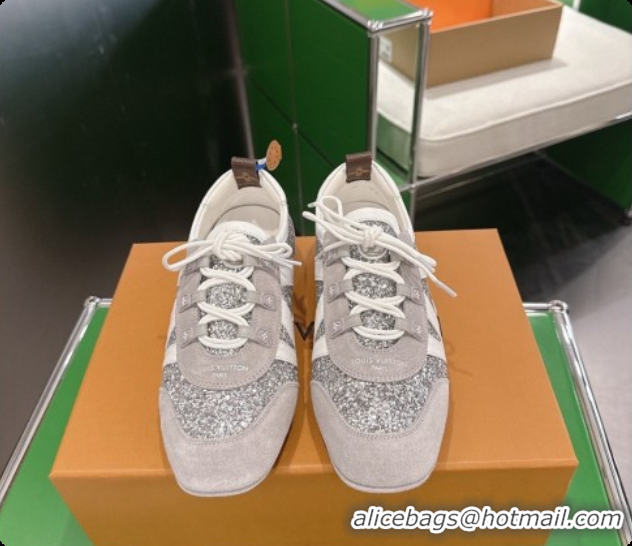 Luxurious Louis Vuitton LV Sneakerina Sneakers in Suede & Glitter 6072870 Grey/White 2026