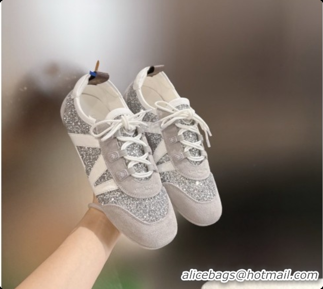 Luxurious Louis Vuitton LV Sneakerina Sneakers in Suede & Glitter 6072870 Grey/White 2026