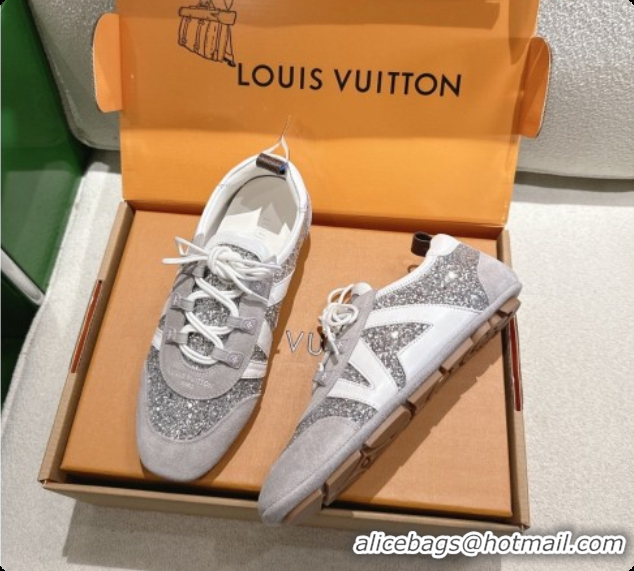 Luxurious Louis Vuitton LV Sneakerina Sneakers in Suede & Glitter 6072870 Grey/White 2026