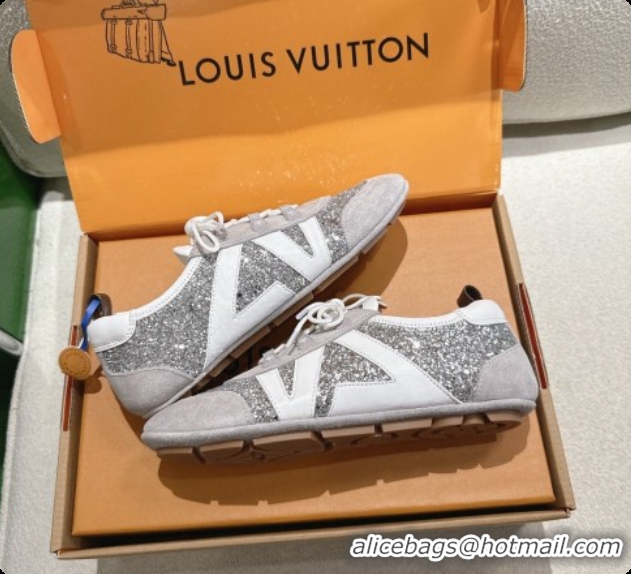 Luxurious Louis Vuitton LV Sneakerina Sneakers in Suede & Glitter 6072870 Grey/White 2026