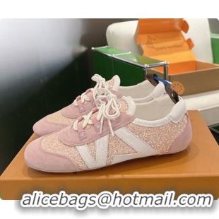 Grade Louis Vuitton LV Sneakerina Sneakers in Suede & Glitter 6072870 Light Pink 2026