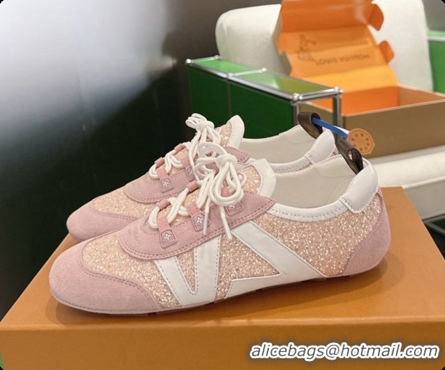 Grade Louis Vuitton LV Sneakerina Sneakers in Suede & Glitter 6072870 Light Pink 2026