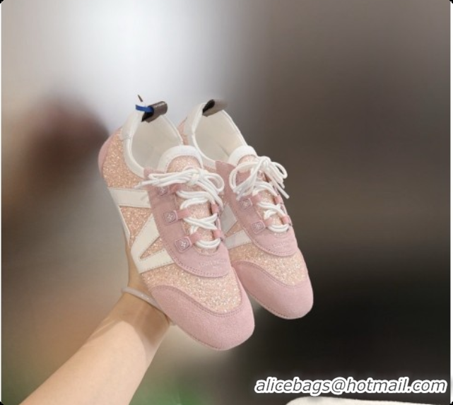 Grade Louis Vuitton LV Sneakerina Sneakers in Suede & Glitter 6072870 Light Pink 2026