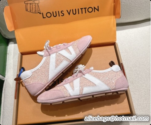 Grade Louis Vuitton LV Sneakerina Sneakers in Suede & Glitter 6072870 Light Pink 2026