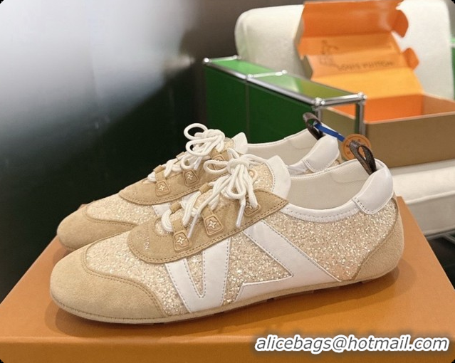 Durable Louis Vuitton LV Sneakerina Sneakers in Suede & Glitter 6072870 Beige 2026