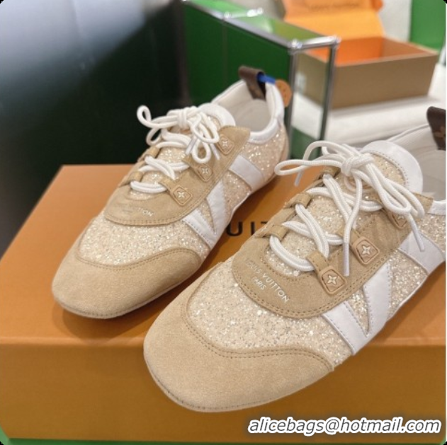 Durable Louis Vuitton LV Sneakerina Sneakers in Suede & Glitter 6072870 Beige 2026