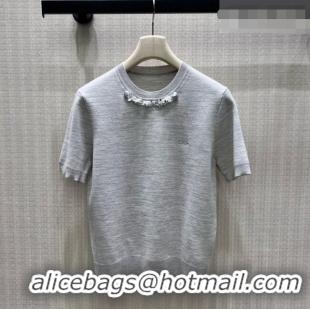 Grade Promotional Dior Wool Short-sleeved Sweater D082215 Grey 2026