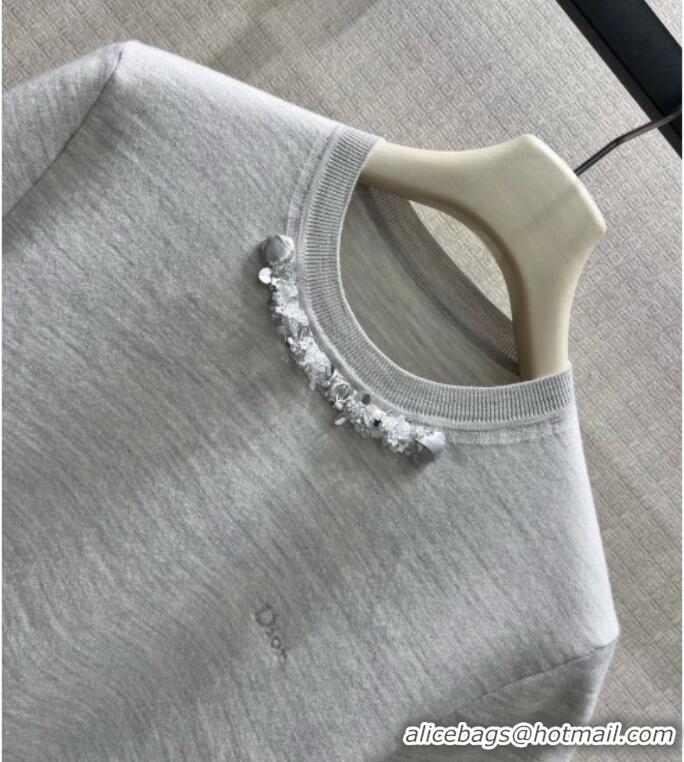 Grade Promotional Dior Wool Short-sleeved Sweater D082215 Grey 2026