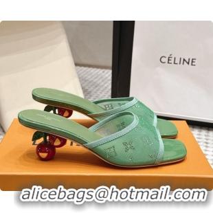 Luxurious LV X TM Mesh & Strass Mules with Cherry Heel 6072880 Green 2026