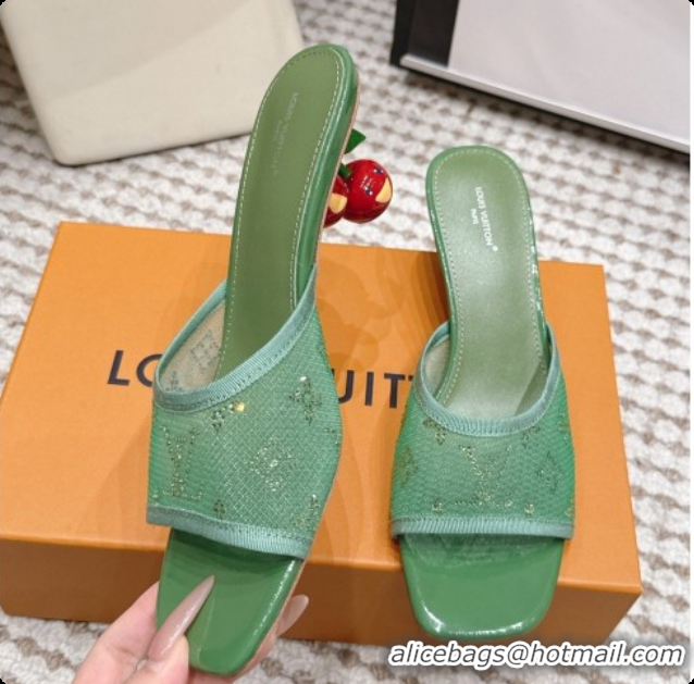 Luxurious LV X TM Mesh & Strass Mules with Cherry Heel 6072880 Green 2026