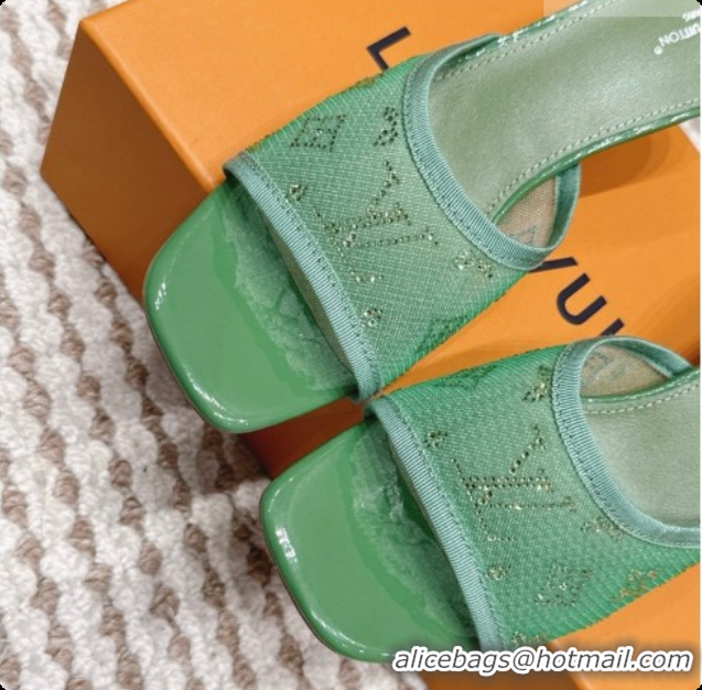 Luxurious LV X TM Mesh & Strass Mules with Cherry Heel 6072880 Green 2026