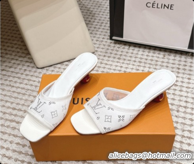 Top Grade LV X TM Mesh & Strass Mules with Cherry Heel 6072880 White 2026